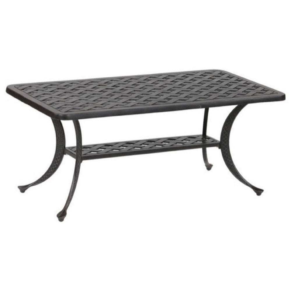 18.11 in. Black Rectangular Metal Outdoor Coffee Table