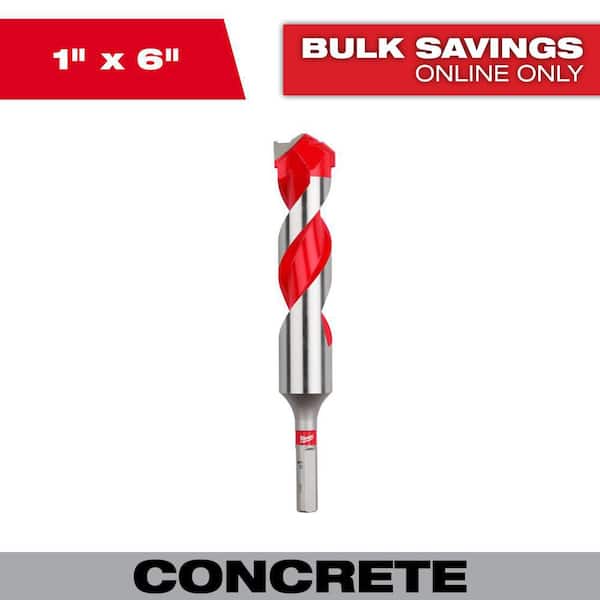 Milwaukee 1 in. x 4 in. x 6 in. Carbide Hammer Drill Bit for Concrete, Stone, Masonry Drilling