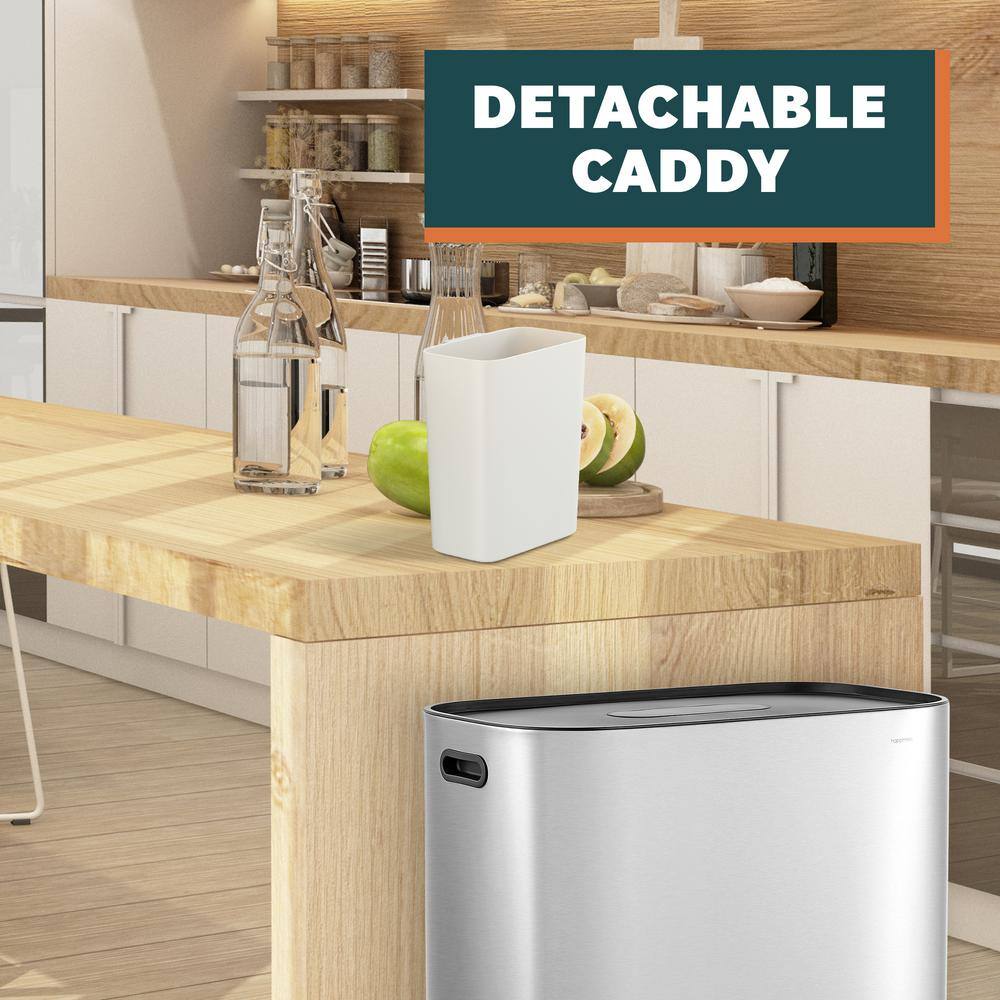 16-Gallon Stainless Steel Kitchen Trash Can with Pedal and Side Bin