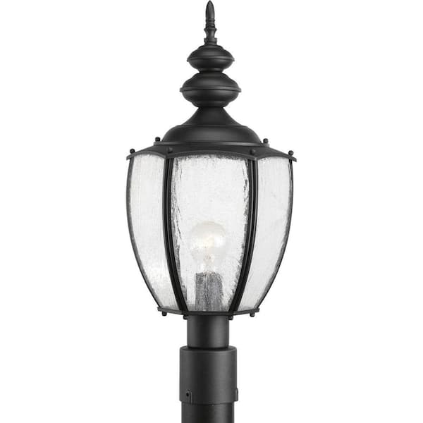 Progress Lighting Roman Coach Collection 1-Light Textured Black Clear Seeded Glass Traditional Outdoor Post Lantern Light