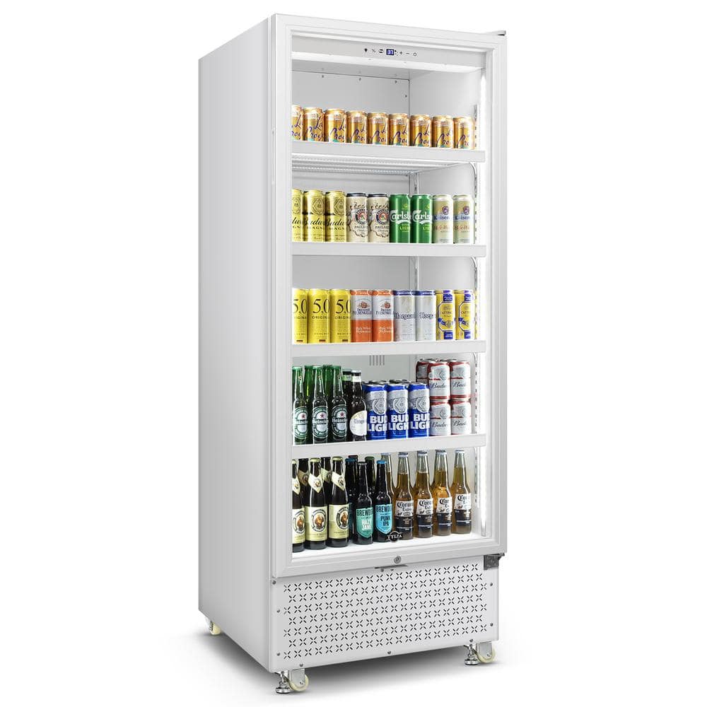 Velivi 24 in. W 14.8 cu. ft. Commercial Slim Narrow Upright Display Refrigerator 1-Glass Door Beverage Cooler in White