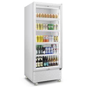 24 in. W 14.8 cu. ft. Commercial Slim Narrow Upright Display Refrigerator 1-Glass Door Beverage Cooler in White