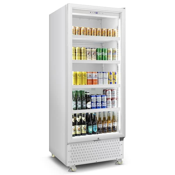 Velivi 24 in. W 14.8 cu. ft. Commercial Slim Narrow Upright Display Refrigerator 1-Glass Door Beverage Cooler in White