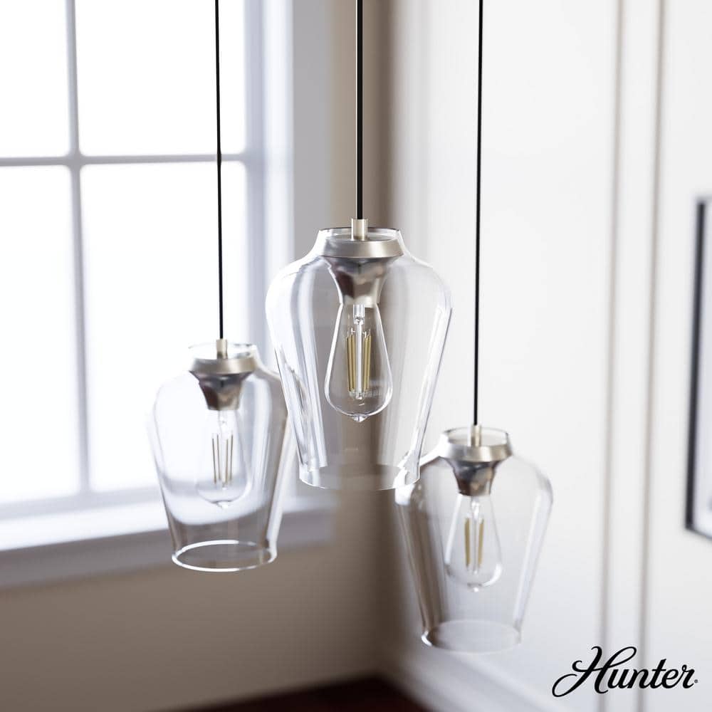 Hunter Vidria Brushed Nickel 3-Light Cluster Pendant Fixture