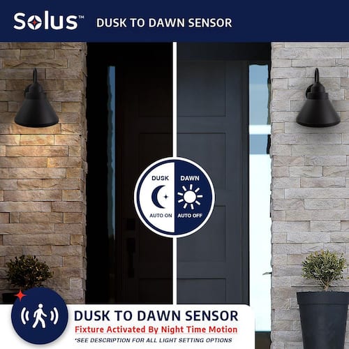 Goose 40-Watt Equivalent 800 Lumen Black Motion Sensing Dusk-To-Dawn Flood Light No Bulb Included SOLUS Floodlights