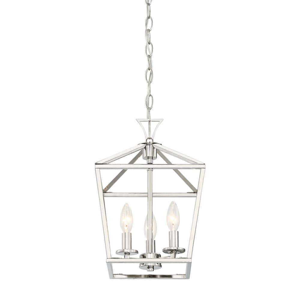 Polished Nickel 3-Light Farmhouse Pendant Chandelier