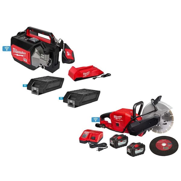 Milwaukee MX FUEL Lithium-Ion Cordless Briefcase Concrete Vibrator Kit with M18 FUEL ONE-KEY 9 in. Cut Off Saw Kit