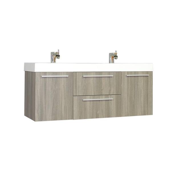 Unbranded The Modern 54.25 in. W x 18.75 in. D Bath Vanity in Gray with Acrylic Vanity Top in White with White Basin
