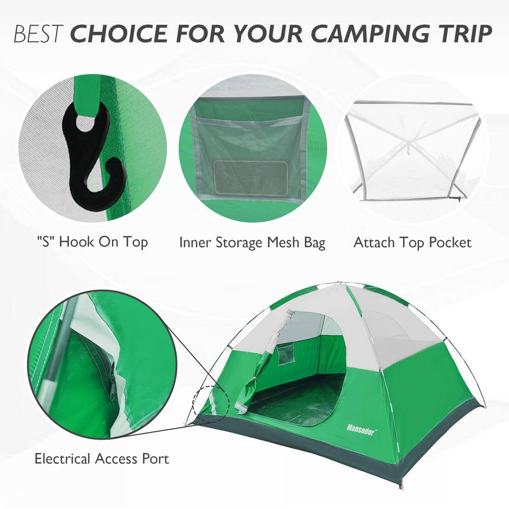 Green Dome 2-Person Three Season Camping Tent with Carry Bag