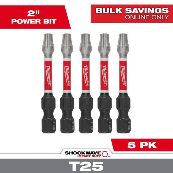 10-Pack T25 Torx Bits For Impact Driver - 2" Long Professional Star Bits, S2 Steel