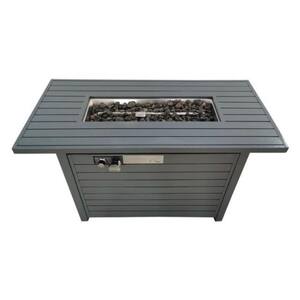 42 in. 50000 BTU Steel Outdoor Fire Pit Table with Lid for Garden Backyard, Gray