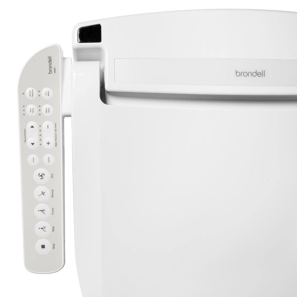 White Elongated Sidearm Bidet Seat with Warm Air Dryer