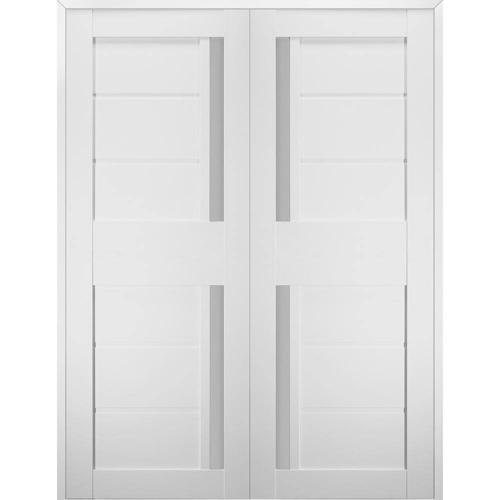 Esta 48 in. x 79.375 in. Both Active Frosted Glass Bianco Noble Finished Wood Composite Double Prehung French Door price history on PriceWatchPro