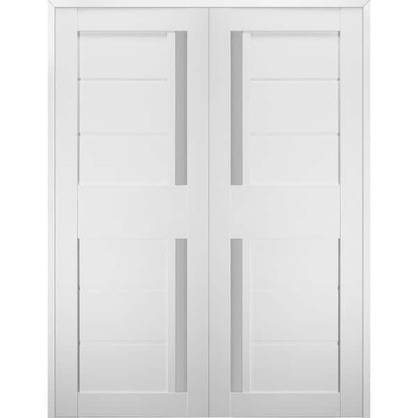 Belldinni Esta 48 in. x 79.375 in. Both Active Frosted Glass Bianco Noble Finished Wood Composite Double Prehung French Door