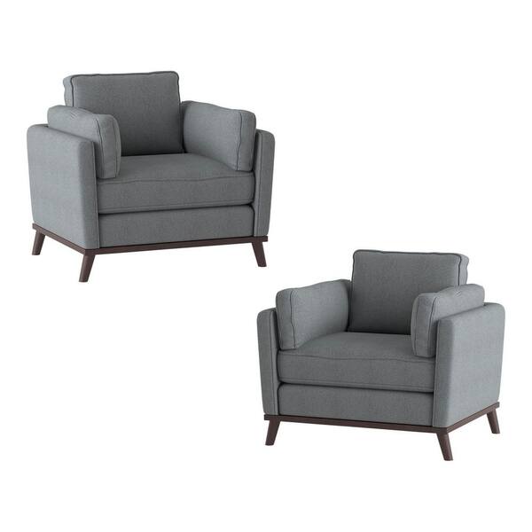 EVERGLADE HOME Hoffman Gray Textured Upholstery Accent Chair (Set of 2)