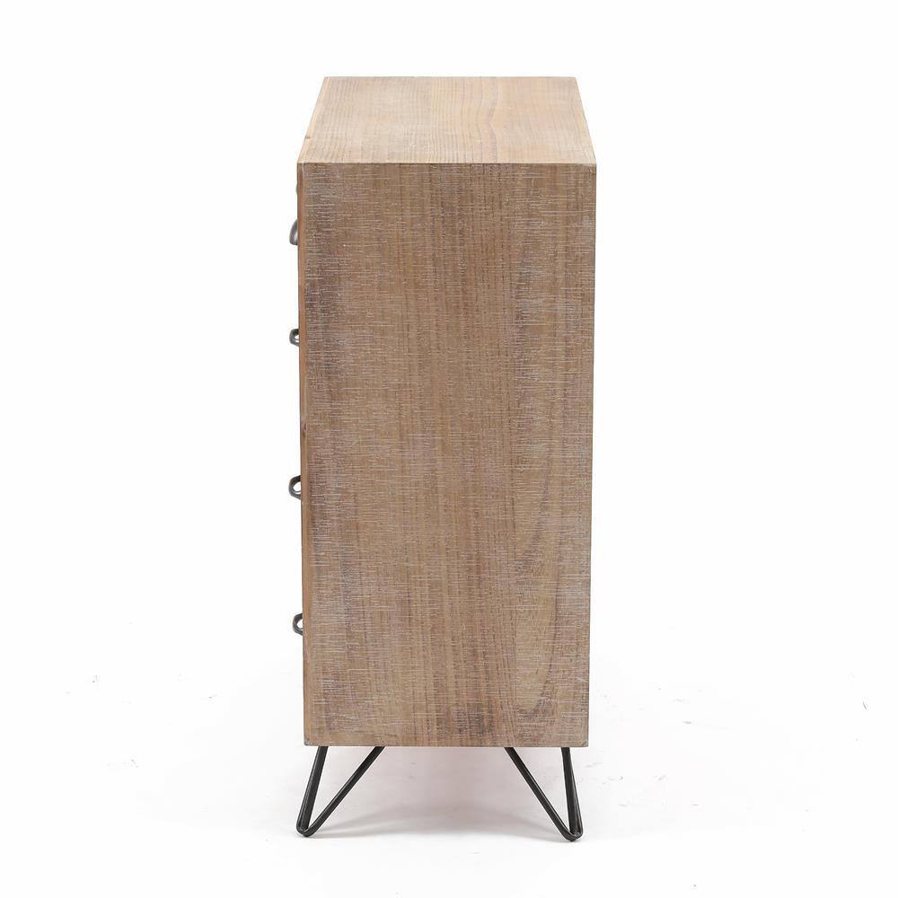 White Fir and Iron Mid-Century Bohemian Accent Cabinet