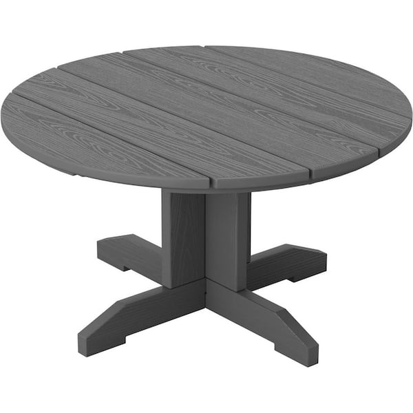 Unbranded 36 in. Gray Round Coffee Table, Outdoor Coffee Table for Patio, Adirondack Coffee Table for Outside, Garden, Balcony