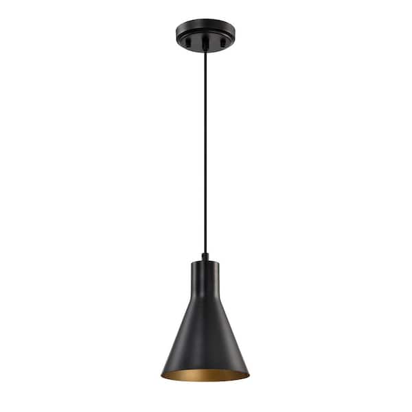Edvivi 1-Light Matte Black Metal Cone Hanging Kitchen Mini Pendant