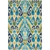 Couristan Covington Delfina Azure-Lemon 8 ft. x 11 ft. Indoor/Outdoor ...