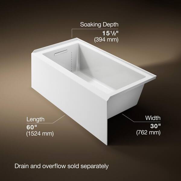6*様 Provision Underscore Series TE#003 KOHLER Underscore 60 in. x 30 in. Soaking Bathtub with Left-Hand