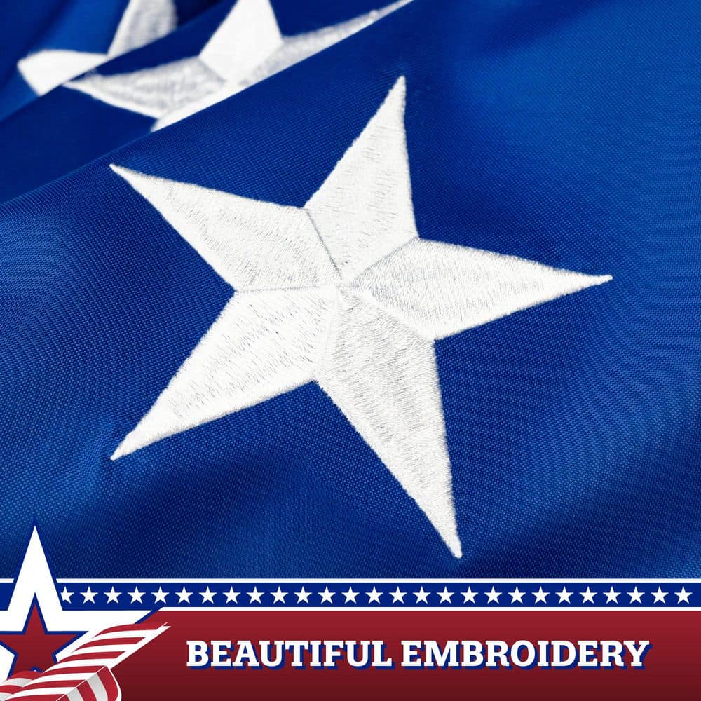 Large Patriotic Pleated Fan Flag with Embroidered Stars