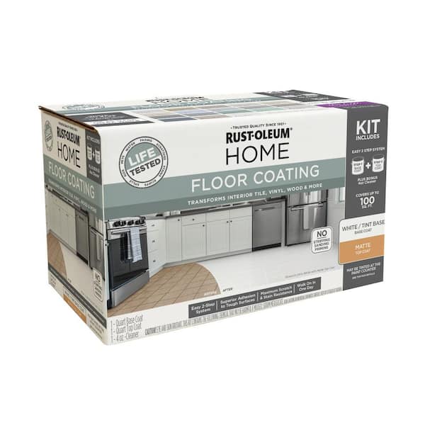 Rust-Oleum Home 1 qt. Ultra White Interior Floor Base Matte Clear Coating Kit