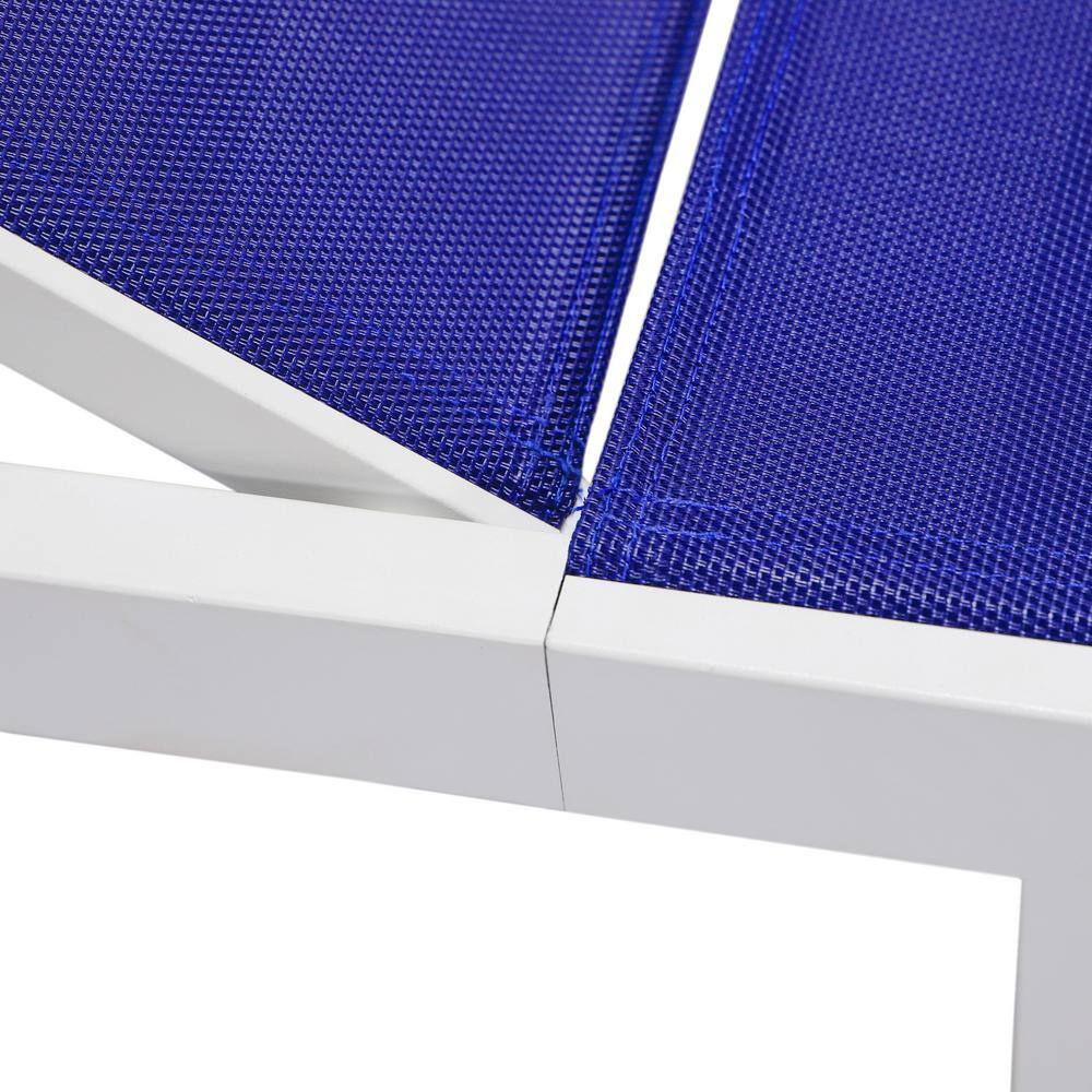 Navy Blue Aluminum Outdoor Chaise Lounge with Adjustable Backrest