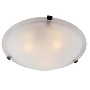 Cullen 12 in. 2-Light Oil Rubbed Bronze Flush Mount Ceiling Light Fixture with Frosted Glass Shade