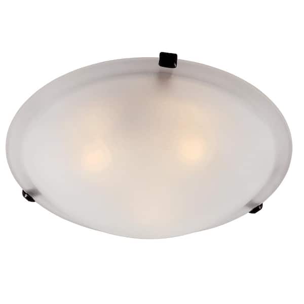 Bel Air Lighting Cullen 12 in. 2-Light Oil Rubbed Bronze Flush Mount Ceiling Light Fixture with Frosted Glass Shade