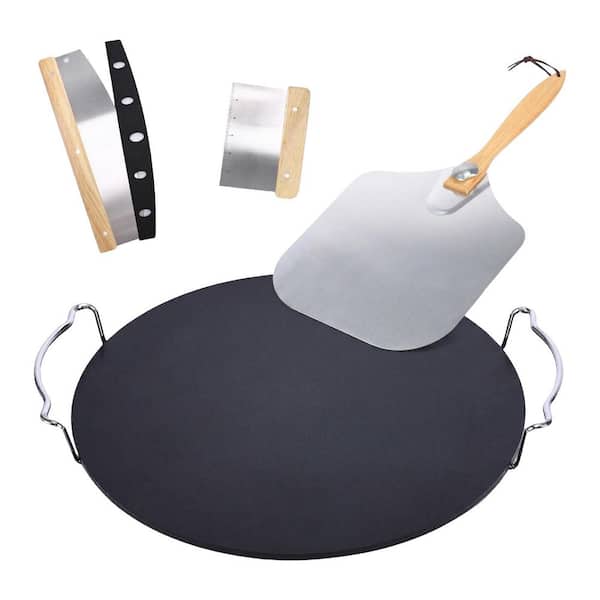 Ceramic Coated Pizza Steel Set Nonstick Heavy-Duty Steel for Oven Grill with Peel Cutter Scraper Multi-Cooktop