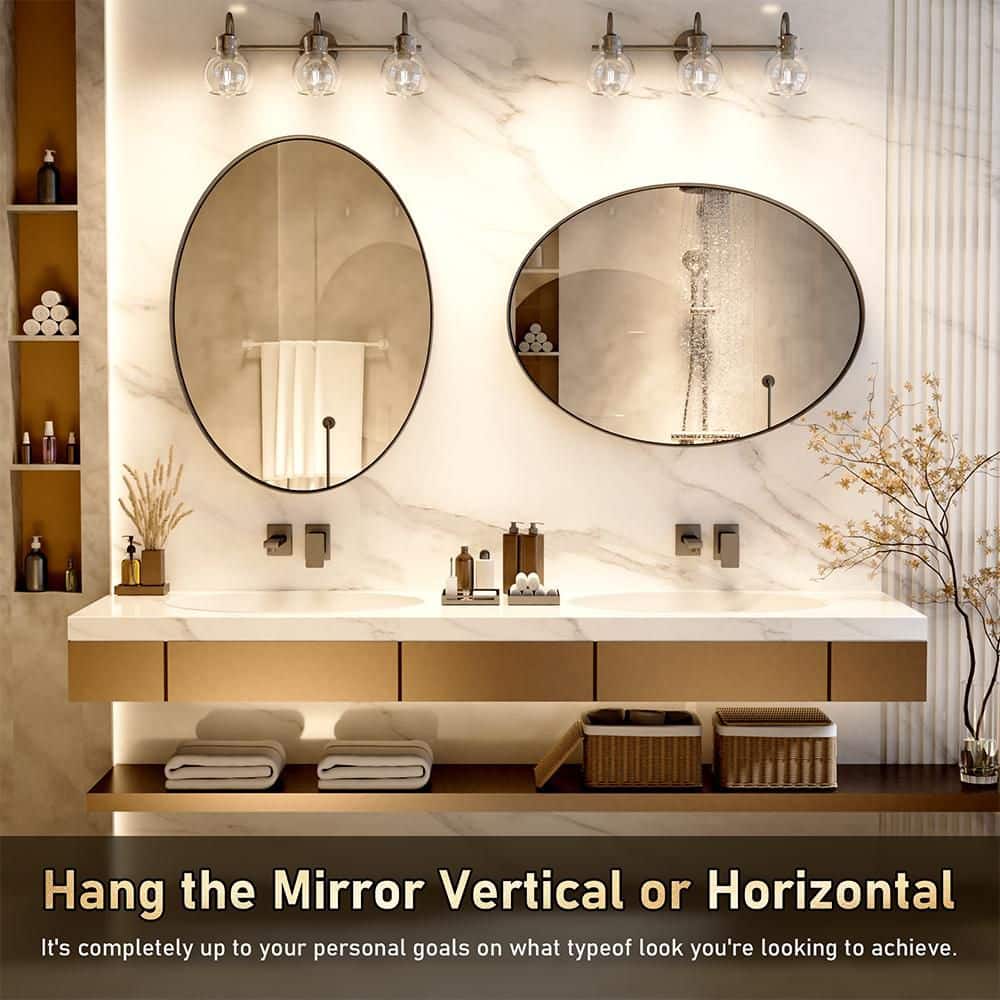 Oval Gold Stainless Steel Bathroom Vanity Mirror