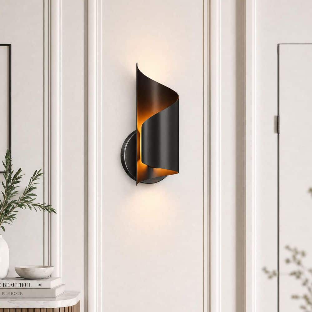 Merra 1-Light Dark Brown Modern Wall Sconce Light Fixture with