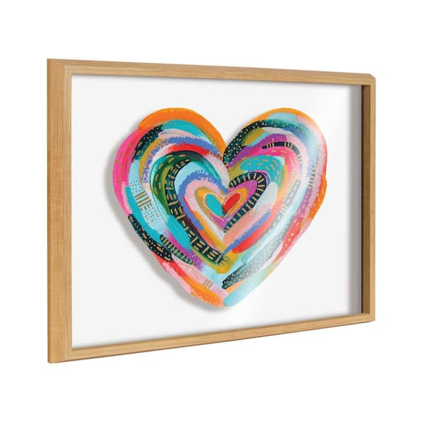 Kate and Laurel Labyrinth Heart 01 by Ettavee Framed Abstract Printed Glass Wall Art Print 24.00 in. x 18.00 in.