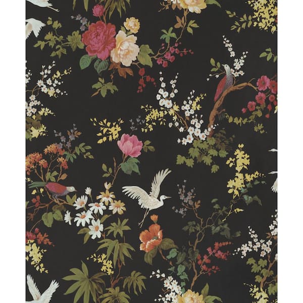 Walls Republic Dreamy Vintage Birds Black Floral Paper Non-Pasted  Strippable Wallpaper Roll (Covers 57 Sq. Ft.) R6397 - The Home Depot