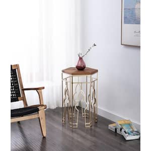 Genevieve 18 in. Fir Wood/Metal Octagon Nesting Tables (2)