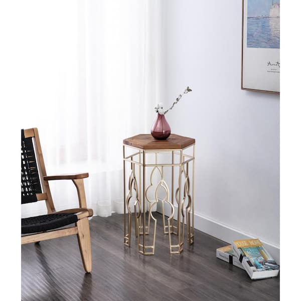 Boraam Genevieve 18 in. Fir Wood/Metal Octagon Nesting Tables (2)