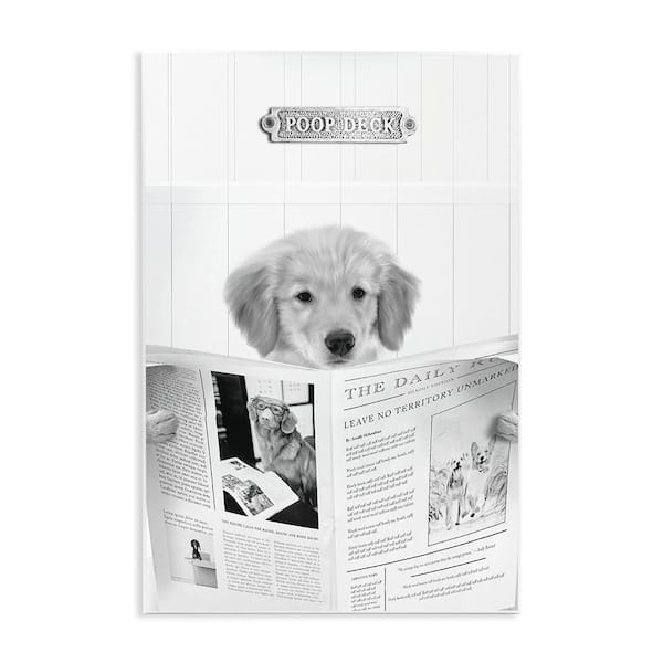 Poop Deck Bathroom Dog by Leah Straatsma 1-Piece Unframed Animal Graphic Art Print 15 in. x 10 in.