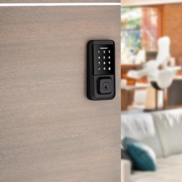 Kwikset Halo Black Single-Cylinder Touchscreen Electronic Deadbolt with Prague Entry Door Handle set Pismo Door Knob Combo Pack