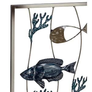 Metal Blue Fish Wall Decor (Set of 2)