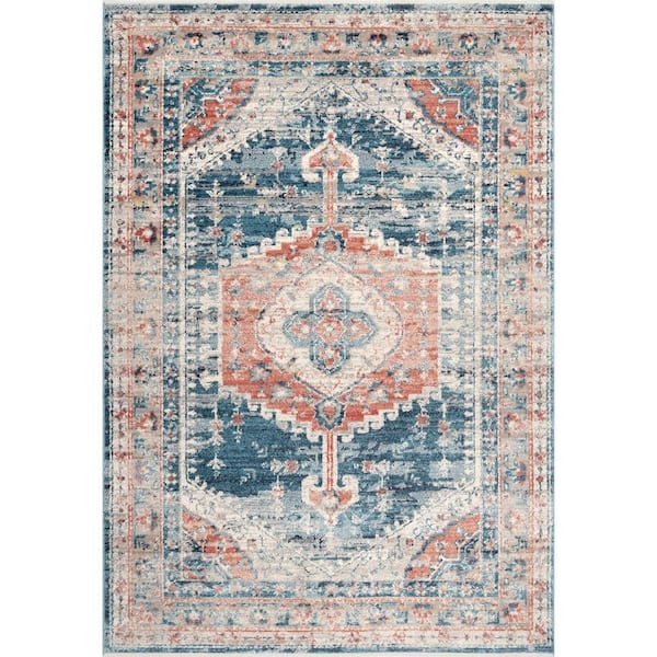 StyleWell Harley Barbed Mast Medallion Blue 12 ft. x 16 ft. Area Rug