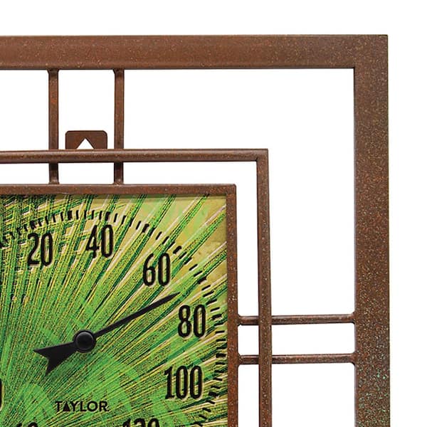 Taylor 14-inch Terra Cotta Stone Clock with Thermometer