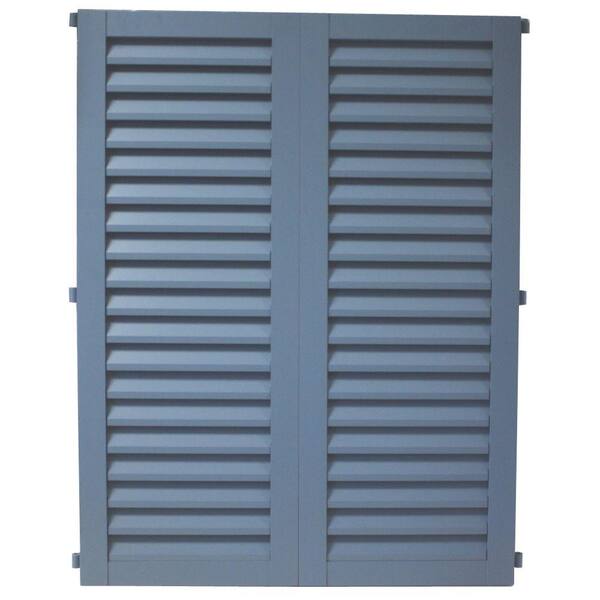 POMA 36 in. x 23.75 in. Light Blue  Colonial Louvered Hurricane Shutters Pair