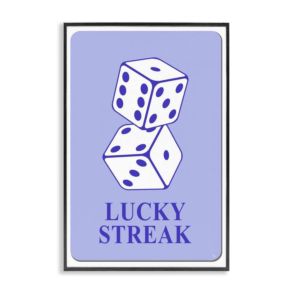 Blue Lucky Streak Dice by Martina Pavlova Black Framed Typography Giclee Art Print 30 in. x 20 in. price history on PriceWatchPro