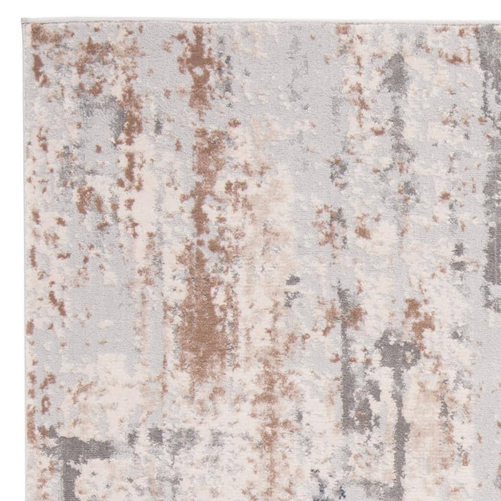 Invista 6'7" Square Gray and Cream Abstract Area Rug