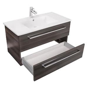 Silhouette 30in. W x 18in. D x 20in. H Sink Wall-Mounted Bathroom Vanity Side Cabinet in Zambukka with White Acrylic Top