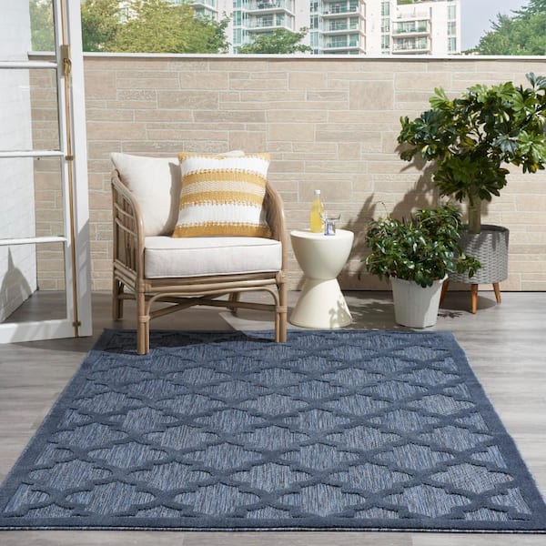 Contemporary Indoor / Outdoor Sisal Area Rug for Garage, Garden Kitchen, Navy