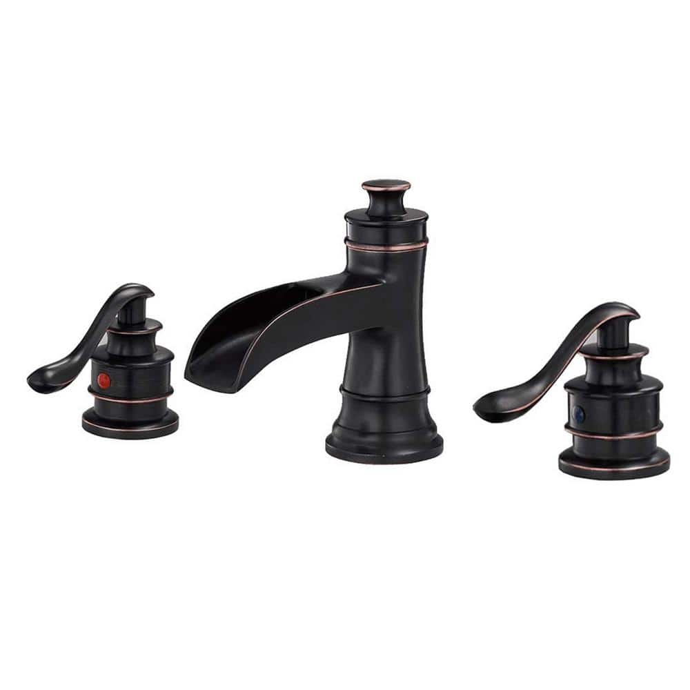 8 in. Widespread Double Handle Bathroom Faucet Waterfall 3 Hole Bathroom Si