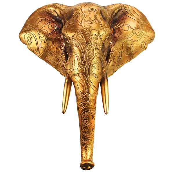 Design Toscano 17.5 in. x 16 in. Good Fortune Golden Mandala Elephant ...