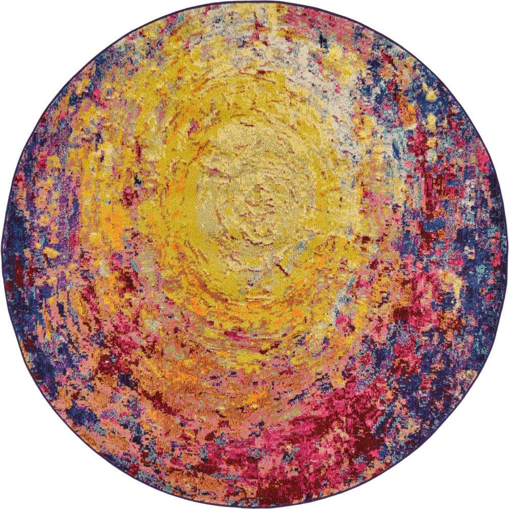 Unique Loom Estrella Rome Multi 6' 0 x 6' 0 Round Rug 3128489 The Home Depot