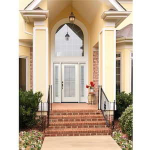 60 in. x 80 in. Right-Hand/Inswing Full Lite Dilworth Decorative Glass Primed Fiberglass Prehung Front Door w/Sidelites